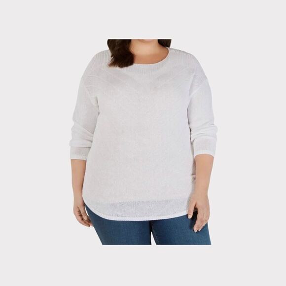 NEW Plus size sweater pullover INC Garden Party bright white linen blend 3X
C - Picture 1 of 9